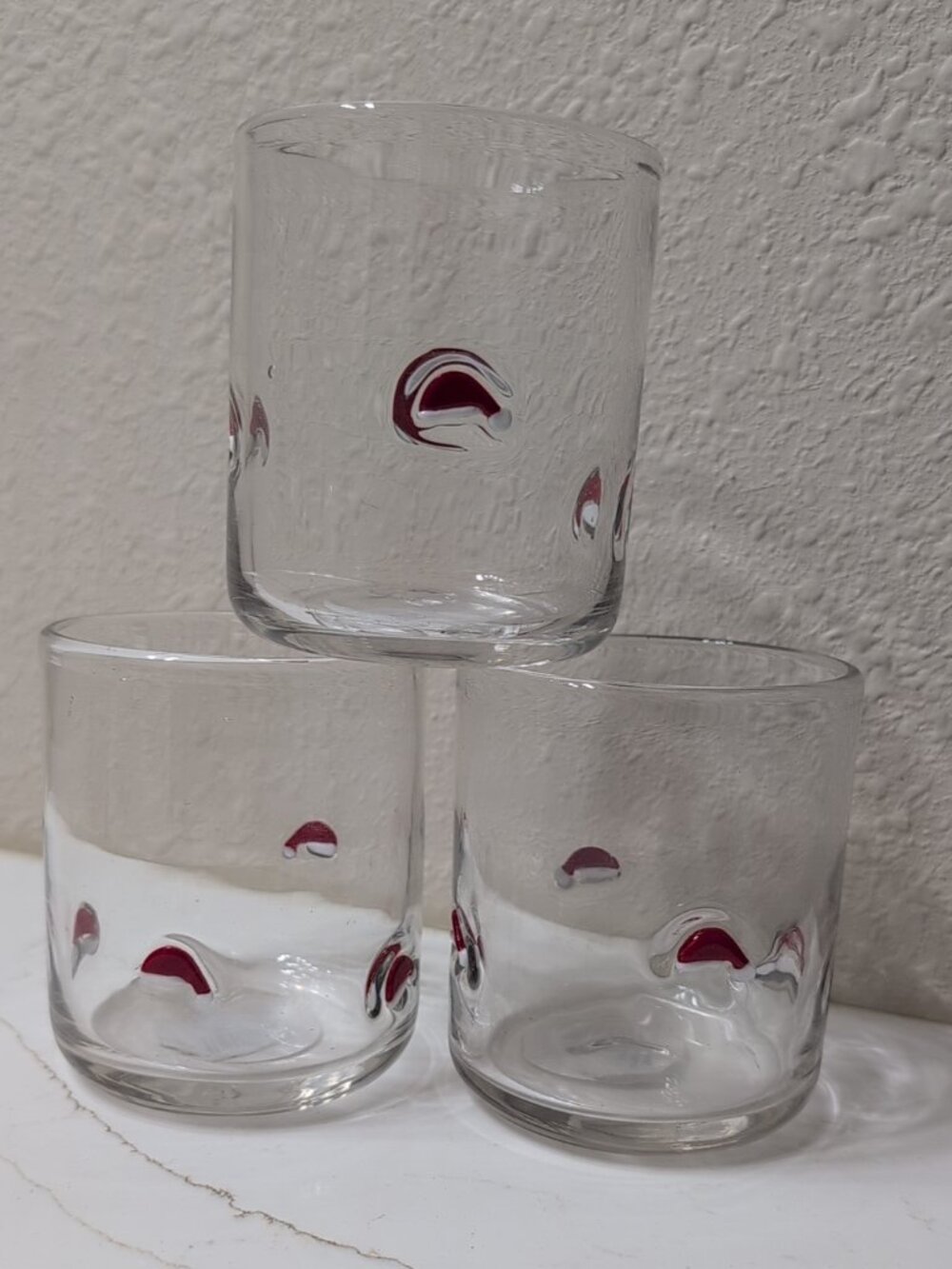 Madison Home International Low Ball Tumbler Drinking Glass W Santa Hat Design